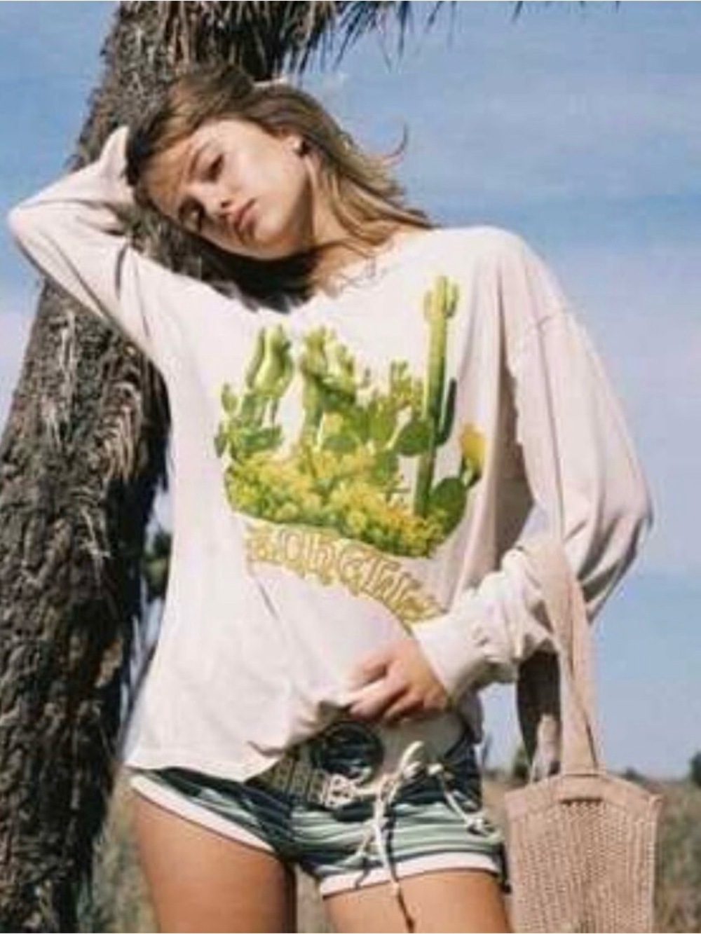 Daydreamer NEW Coachella Desert Cactus Graphic Long Sleeve Tee Small - Picture 2 of 11